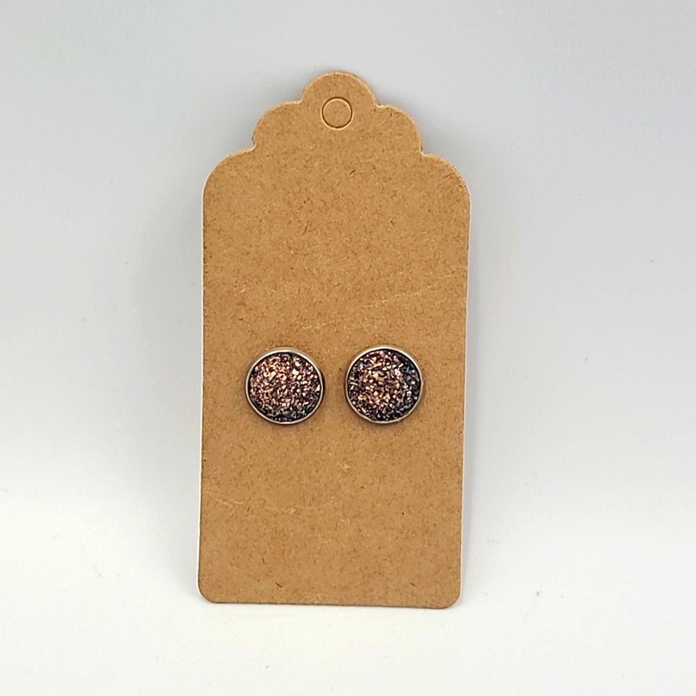 Faux Druzy 8 mm earrings Dark Copper